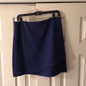 LOFT blue faux wrap skirt